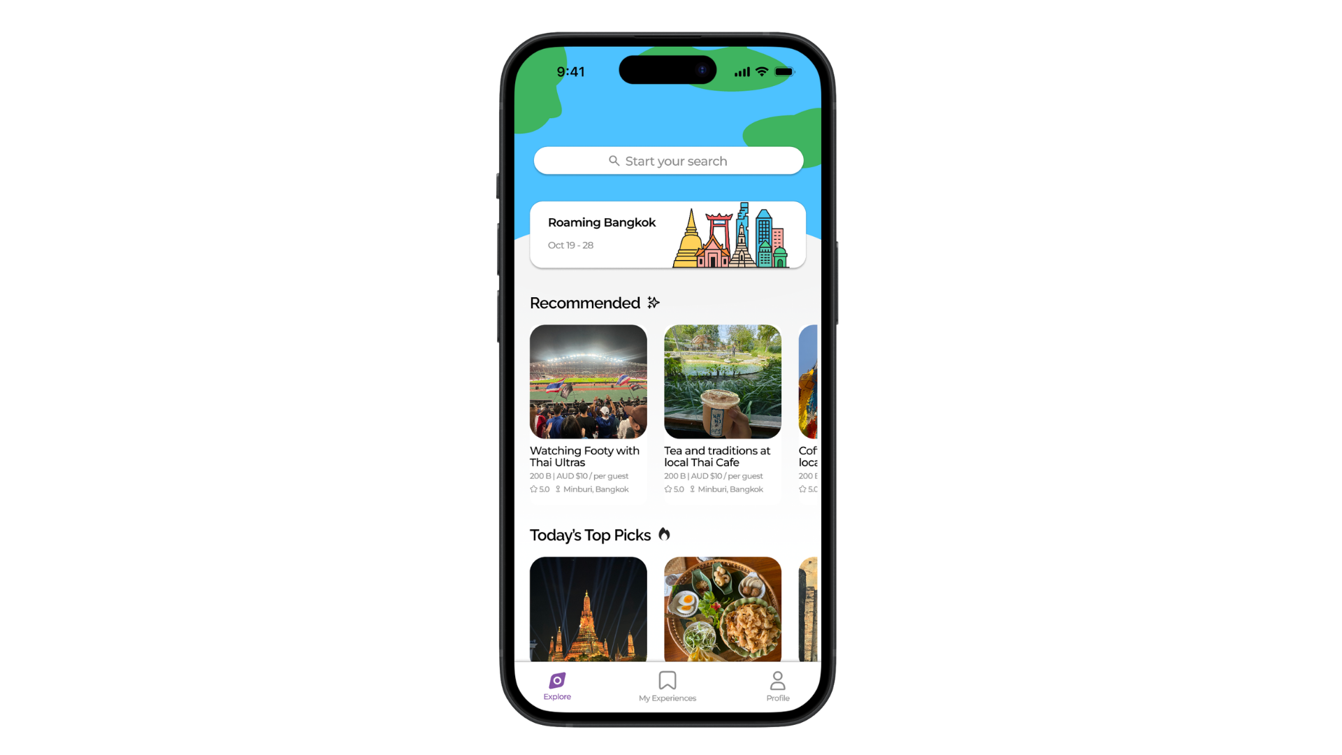 Roamy Explore screen