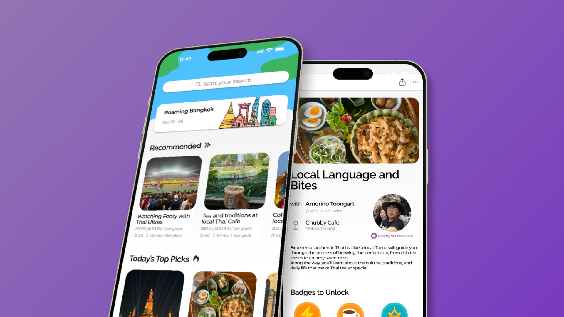 Roamy app mockup